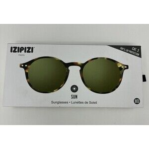 NIB IZIPIZI Round Sunglasses, Tortoise w Green Lens, +0, CAT 3 100% UV Protect